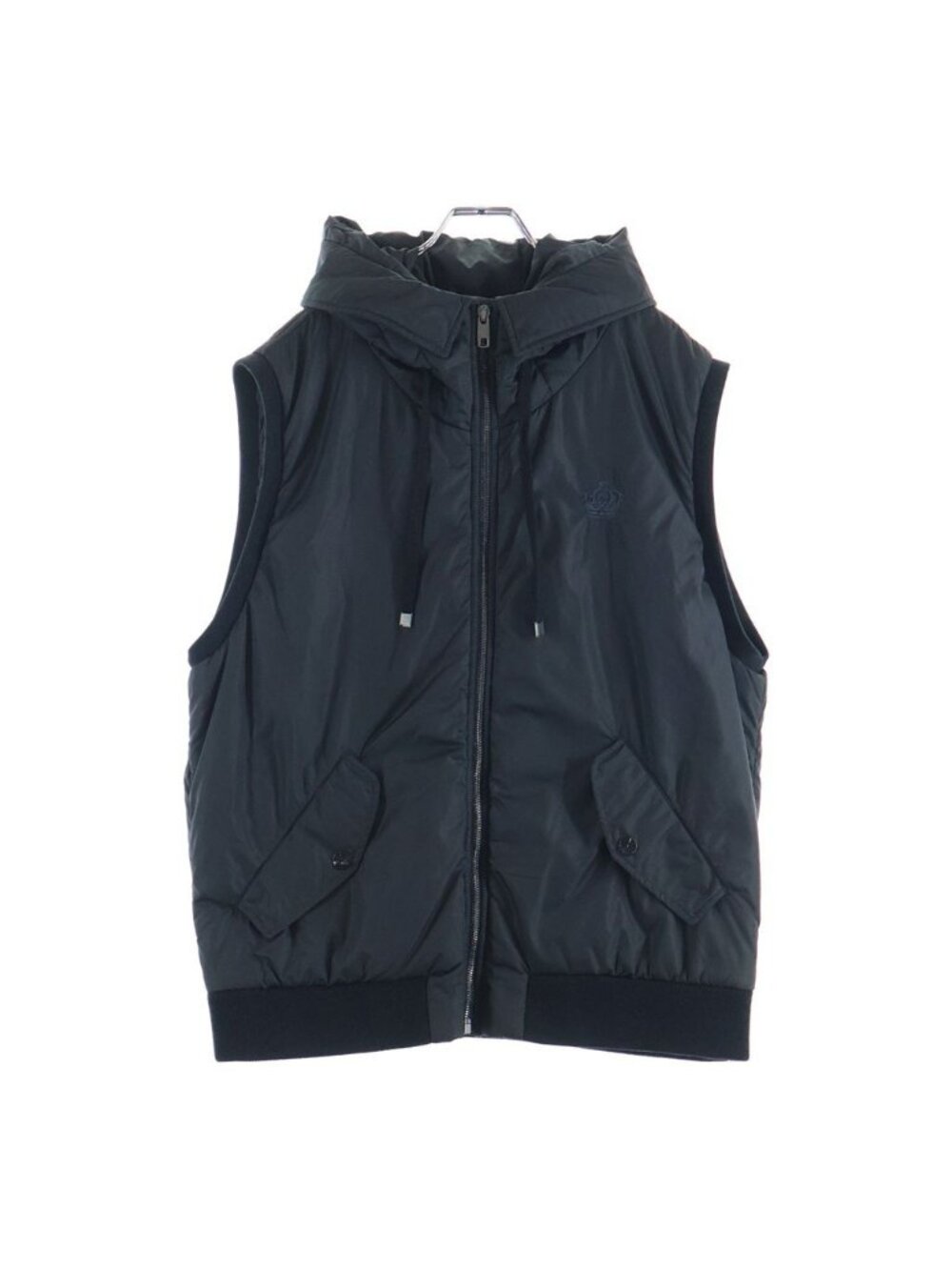 Dolce & Gabbana Front Crown Embroidery Zip Up Nylon Vest Gray